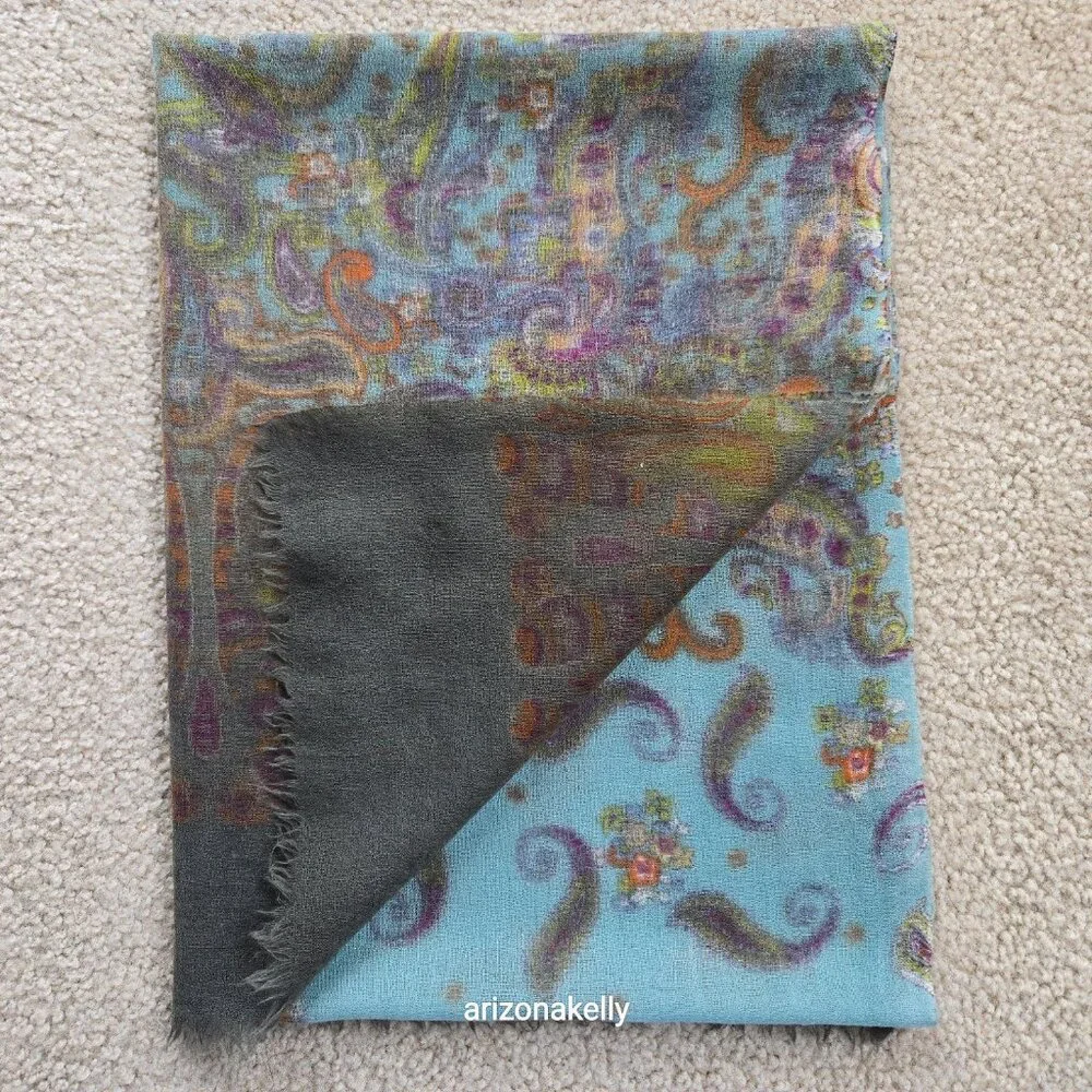 NWOT Wool Scarf Lightweight Colorful Paisley Design